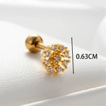 Gold color / 1 Piece Simple Series Classic Round Copper  Gold Color Zircon Women's Stud Earrings Picture3